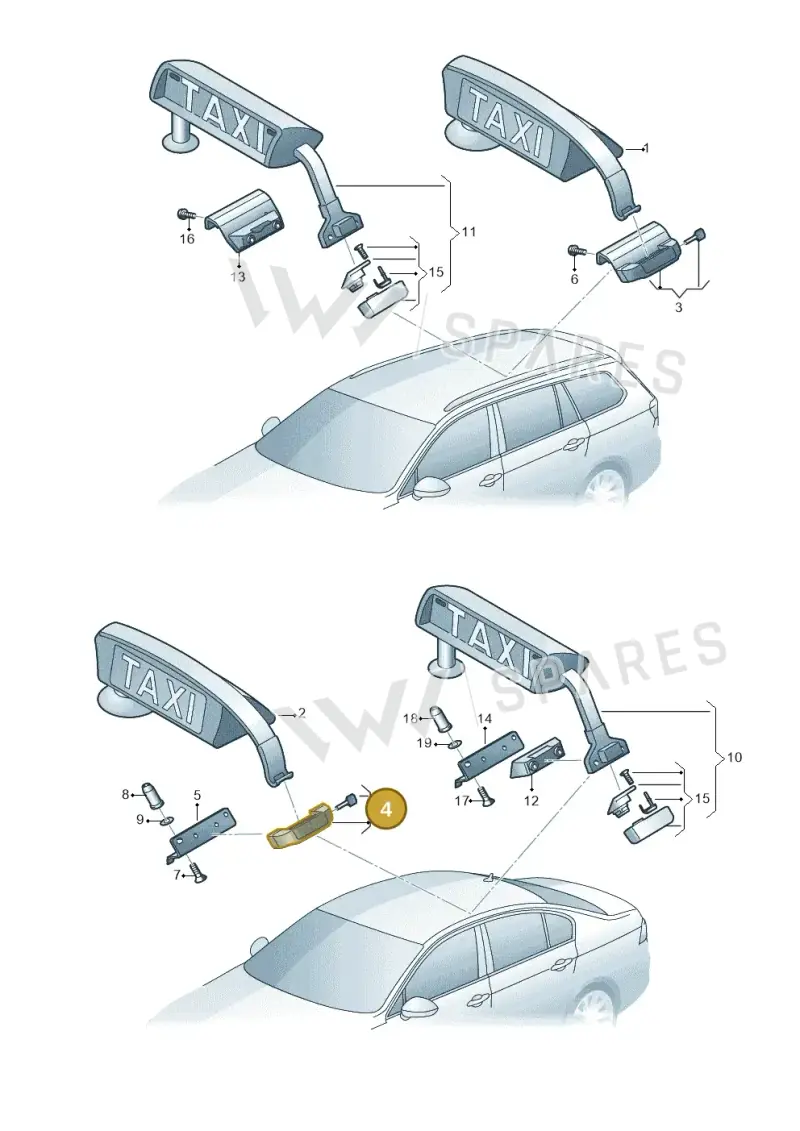 JKV919038A Volkswagen Mounting for Taxi Sign