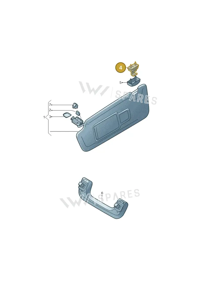 JNV857562DT4 Volkswagen Retainer for Sun Visor (Titanium Grey DT4)
