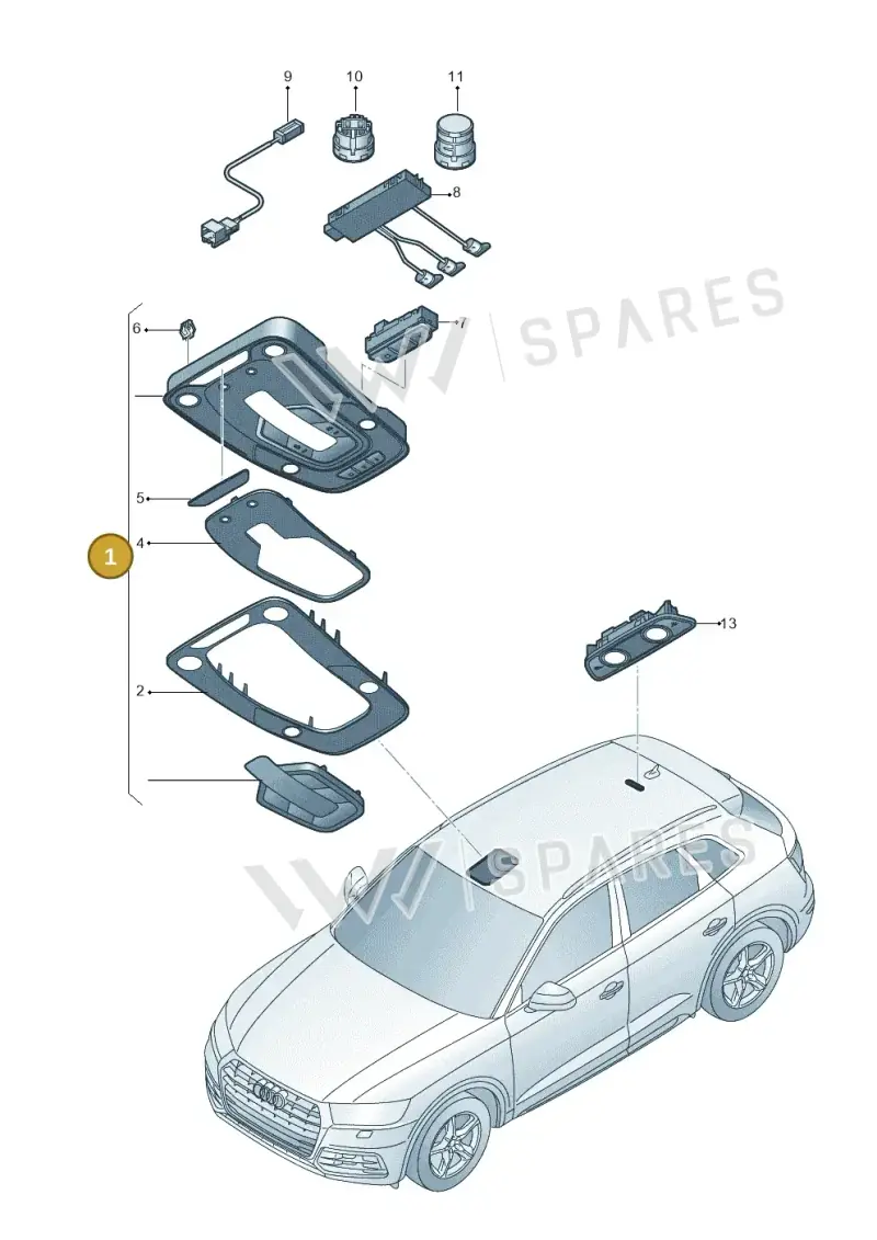 JNV947136D6PS Volkswagen Interior and Reading Light (Soul Black 6PS)