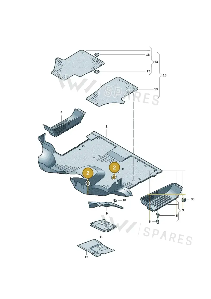 N90357702U71 Volkswagen Press Stud (Flannel Grey U71)
