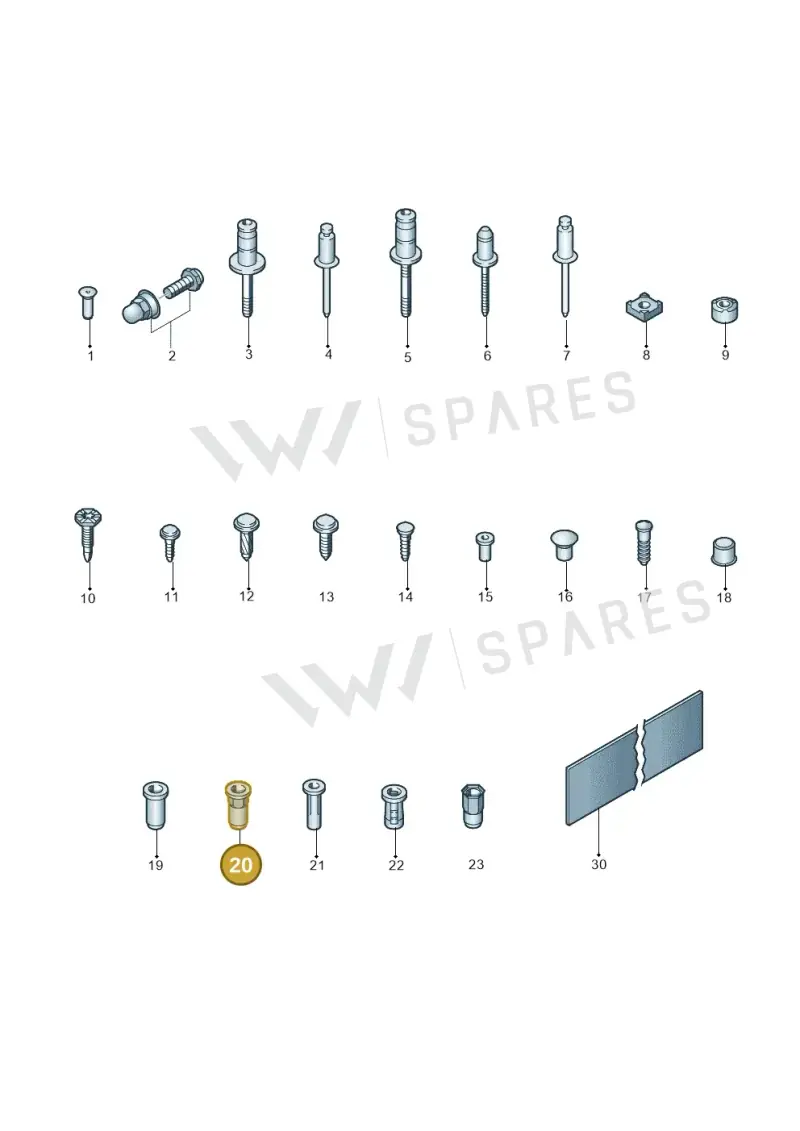 WHT000503 Volkswagen Rivetted Cap Nut