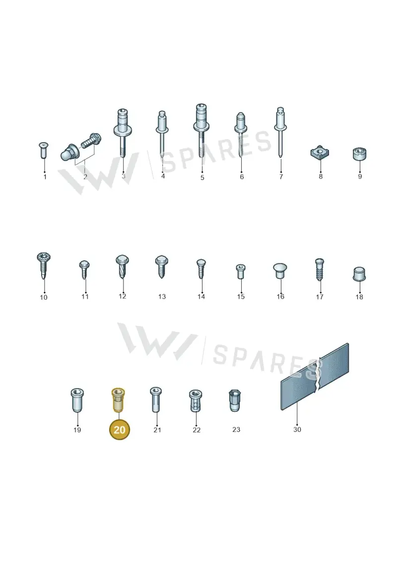 WHT000873 Volkswagen Rivetted Cap Nut