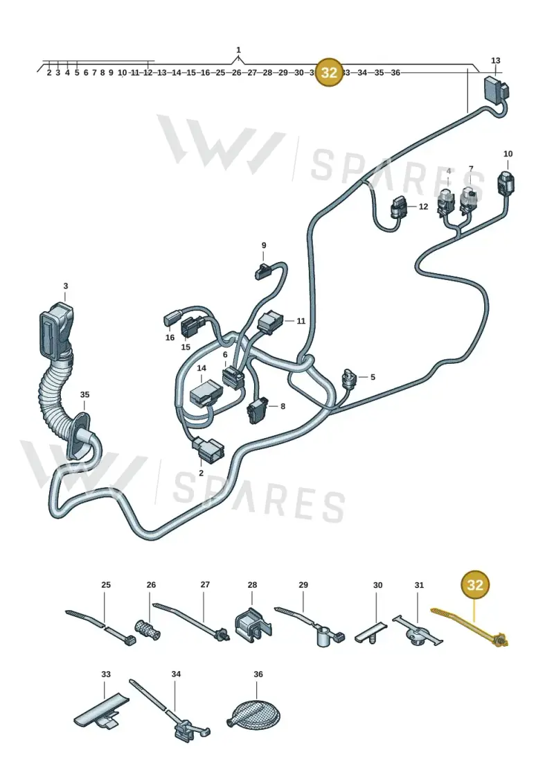 WHT005438 Volkswagen Cable Tie with Terminal Socket