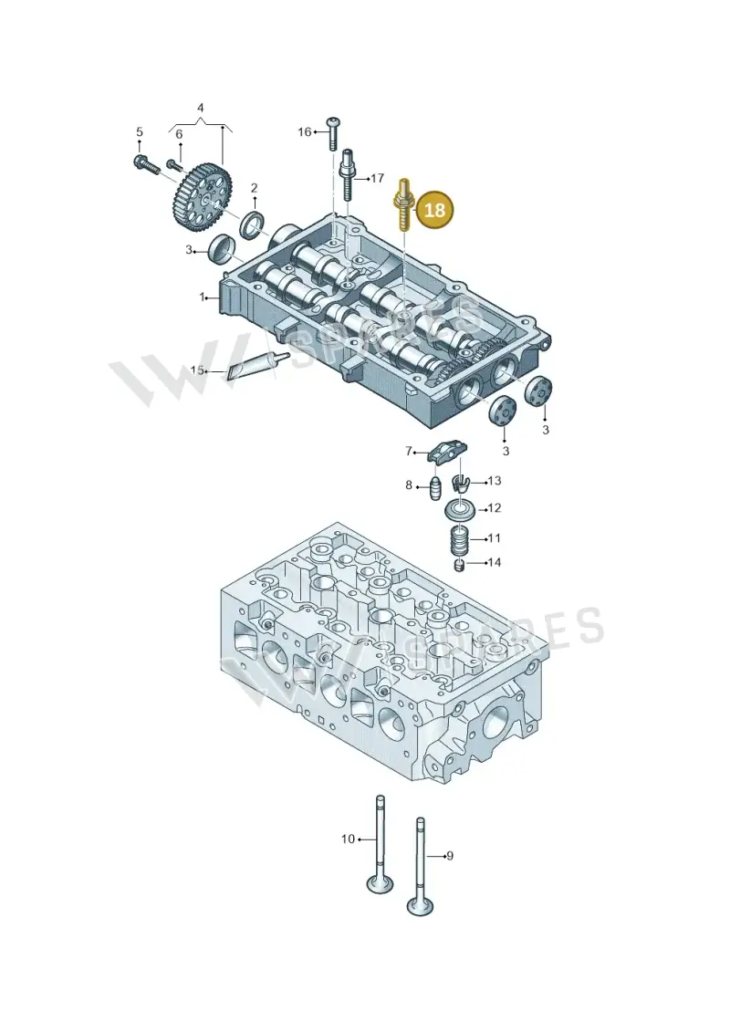 WHT006422 Volkswagen Stud with Hexagon Head