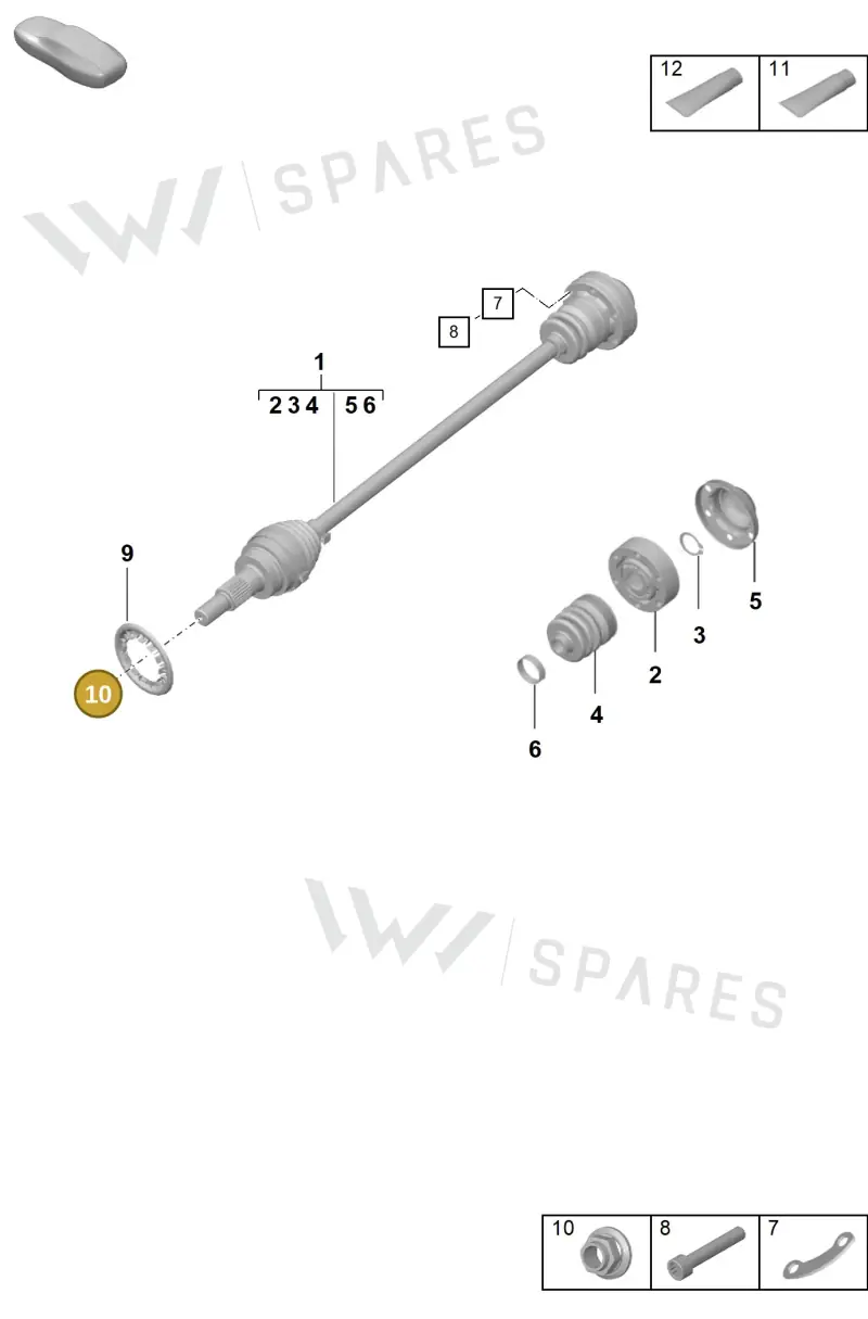 WHT007021 Volkswagen Hexagon Nut Self-Locking with Washer