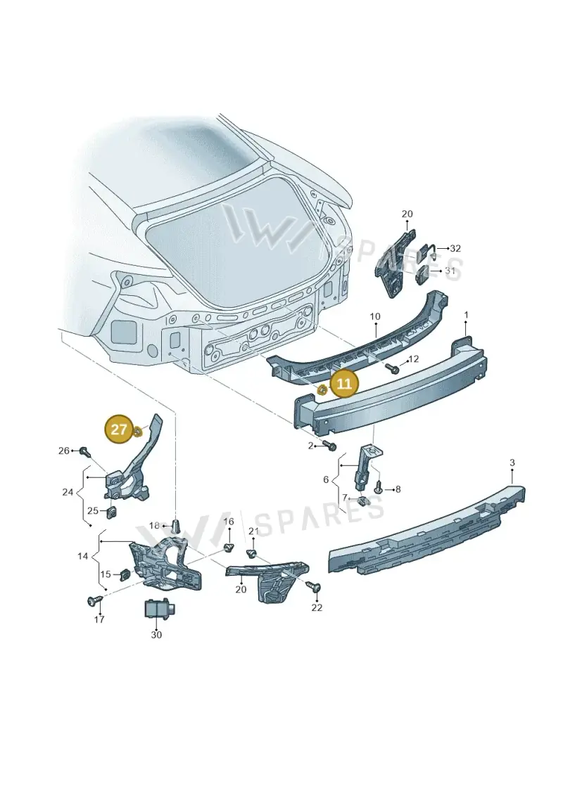WHT007462 Volkswagen Hexagon Nut with Washer