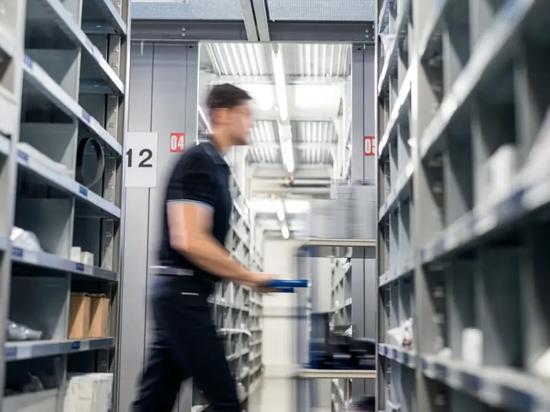 OEM parts on shelving