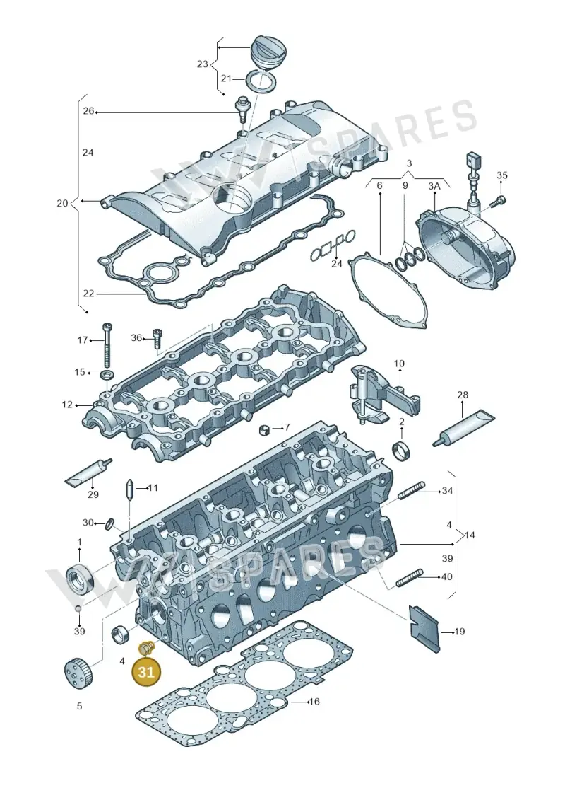 003507133A — Audi A4/S4/Av./qu. (2001-2004) diagram 249103610, position 31