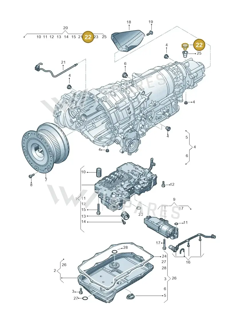 01V409845 — Audi A6 2.0 (2018-) diagram 838325800, position 22