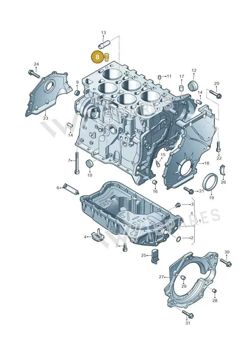 022103175 — Audi Q7 qu. 3.0 TDI (2009-2015) diagram 460103300, position 8