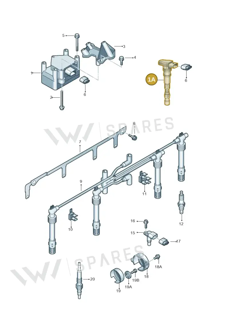 022905100L — Audi A3/S3/quattro (2005-2007) diagram 412905000, position 1A