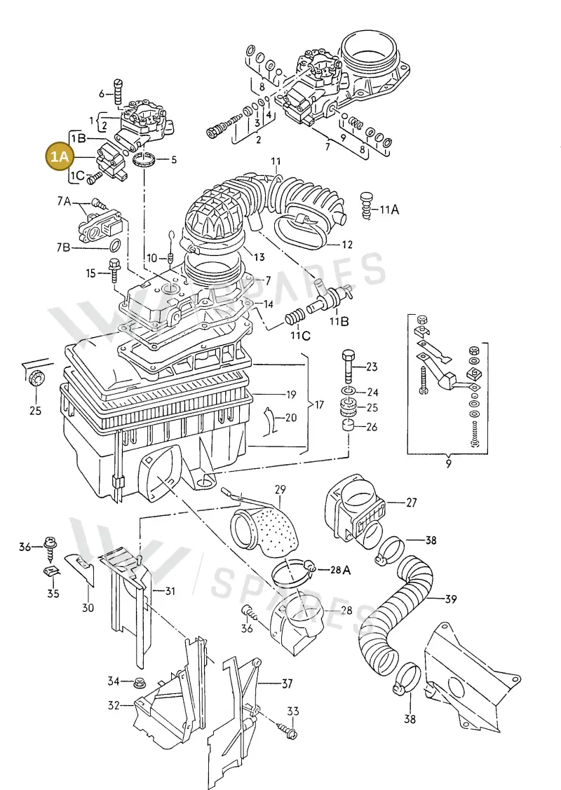 026133482 — Audi 80/90 (1989-1991) diagram 071031900, position 1A