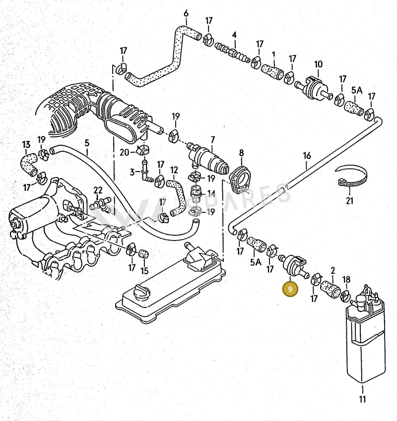 026133517 — Audi 80/90 qu. (1987-1991) diagram 074015050, position 9