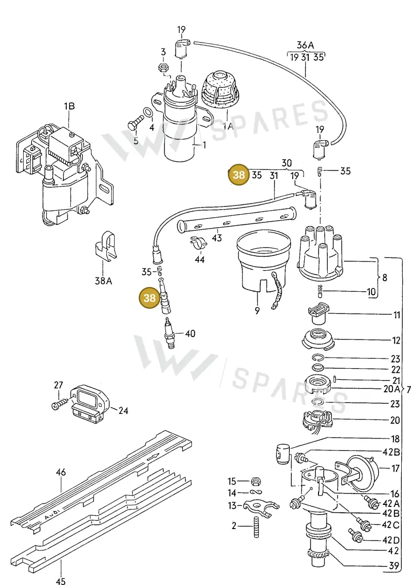 027905447 — Audi 80/90 (1989-1991) diagram 071114000, position 38