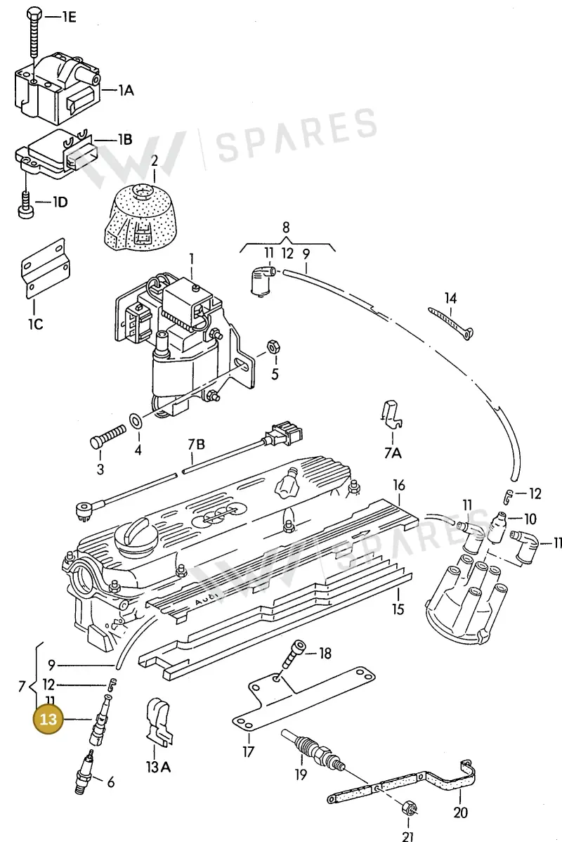027905447 — Audi A6/S6/Wg.qu.F>4A (1996-1997) diagram 114905100, position 13