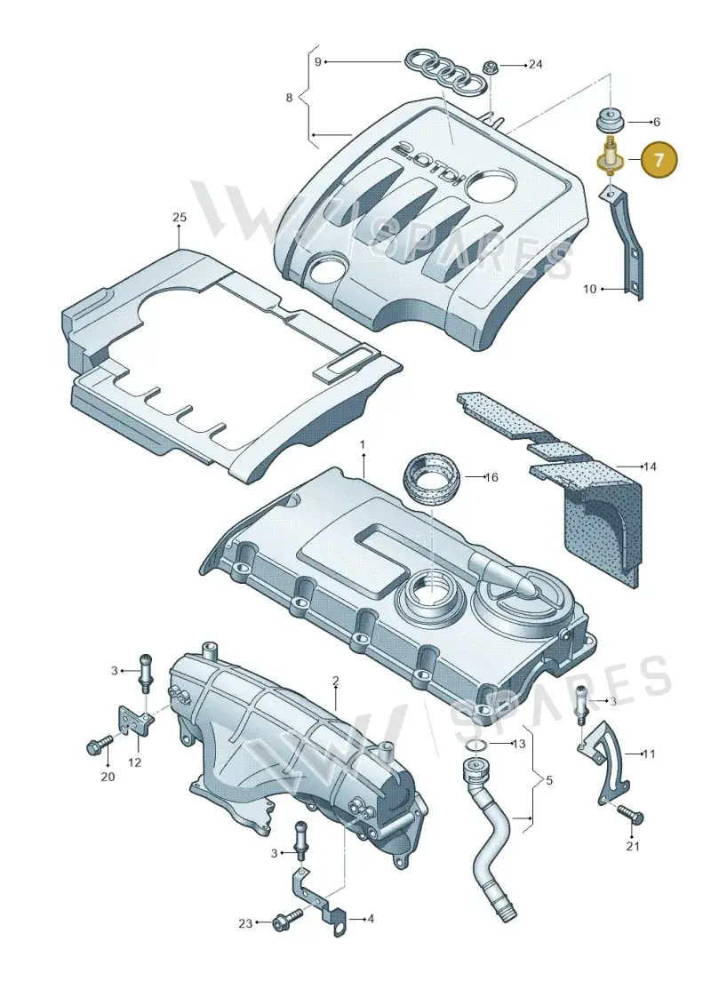 028103665 — Audi A3 Sportback (2008-2013) diagram 412103800, position 7
