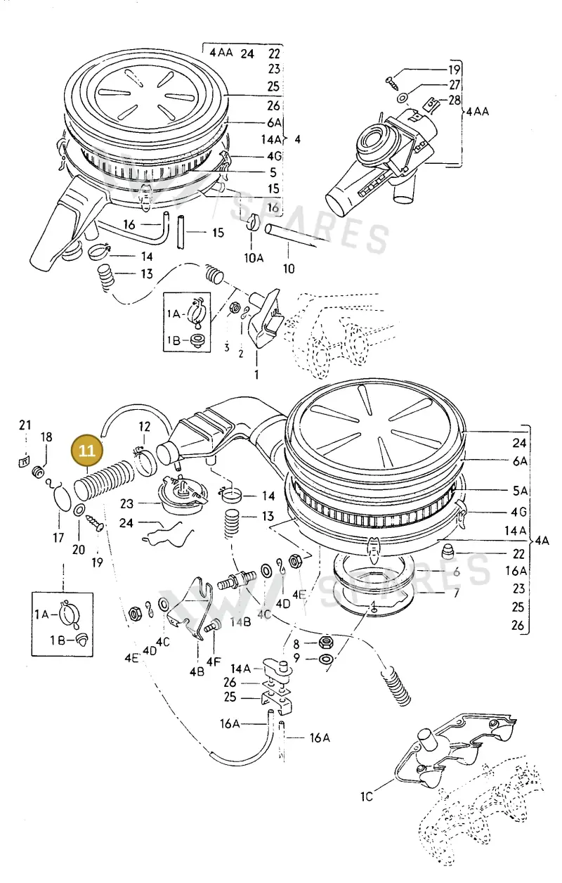 028129087A — Audi 5000 (1977-1979) diagram 024017000, position 11
