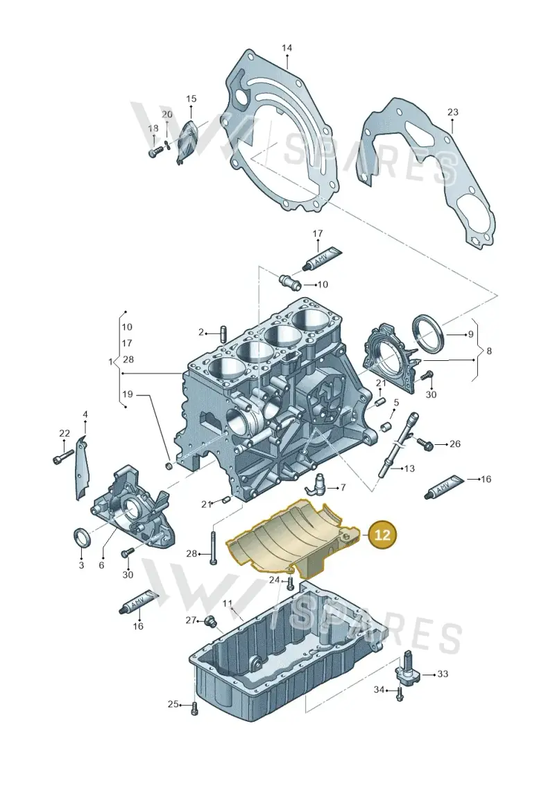038103623 — Audi A3 Sportback (2008-2013) diagram 412103200, position 12