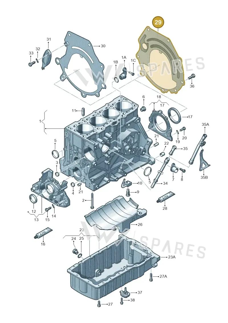 038103647A — Audi A3/S3/QUATTRO (2000-2003) diagram 194103050, position 29