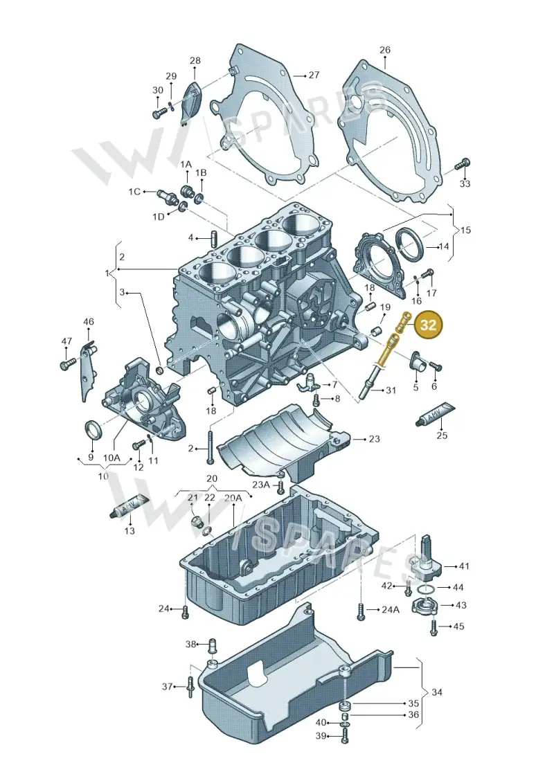 038103663 — Audi A3/S3/QUATTRO (2000-2003) diagram 194103150, position 32