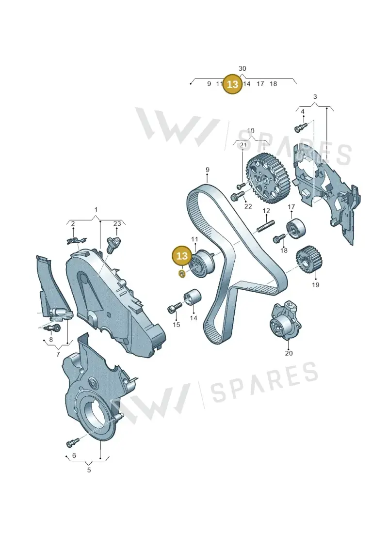 038109454A — Audi A3 Sportback (2019-2021) diagram 596109080, position 13