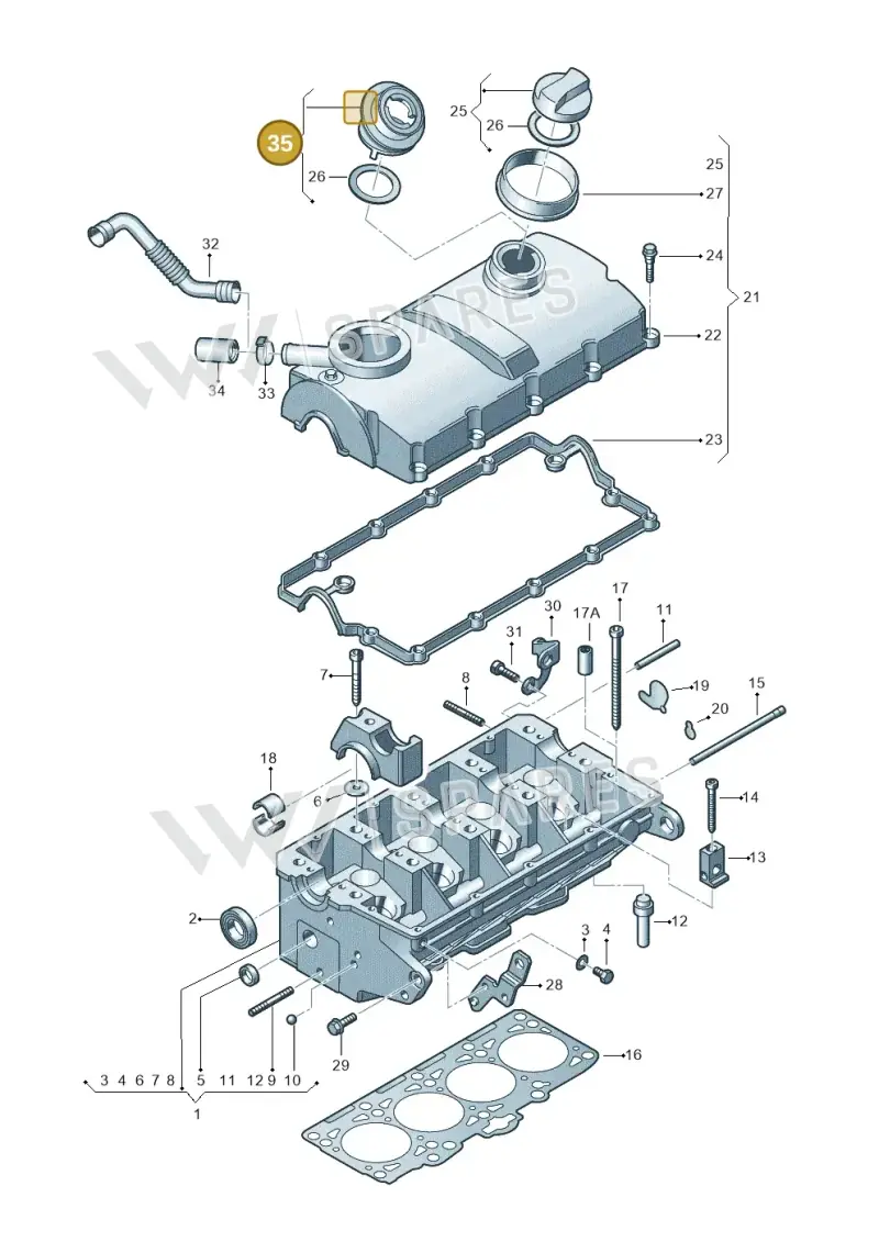 038115301E — Audi A3 Sportback (2008-2013) diagram 195103470, position 35