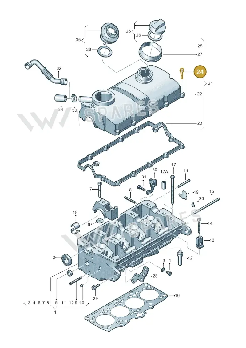038128773 — Audi A3/S3/quattro (2005-2007) diagram 195103470, position 24
