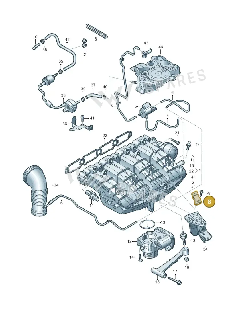 038906051T — Audi A6 2.0 (2018-) diagram 849133340, position 8