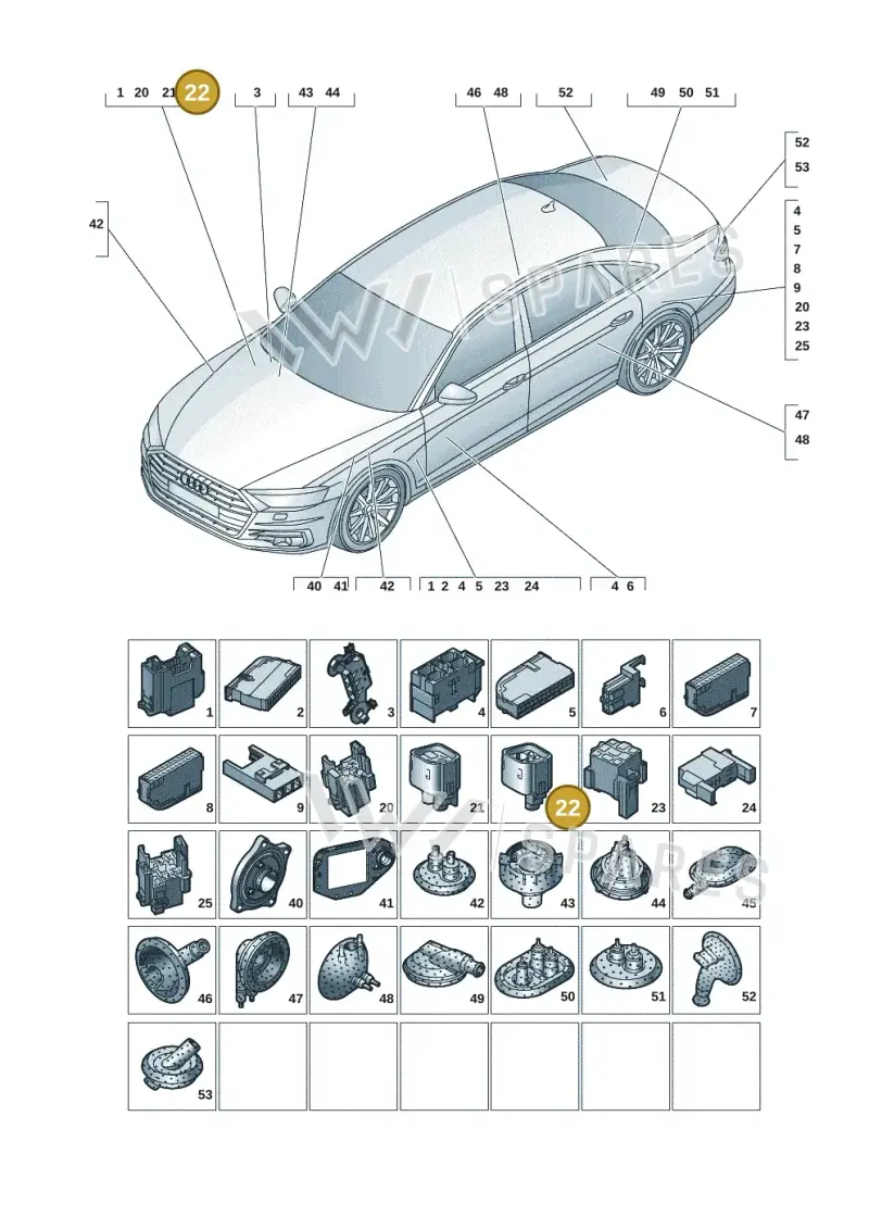 038973721 — Audi A8L (2017-2022) diagram 838971081, position 22