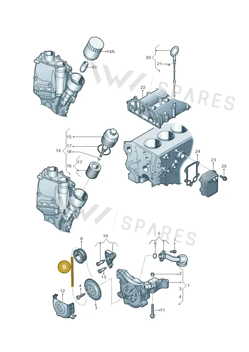 03C115225A — Audi A1 Sportback (2010-2015) diagram 409115100, position 9