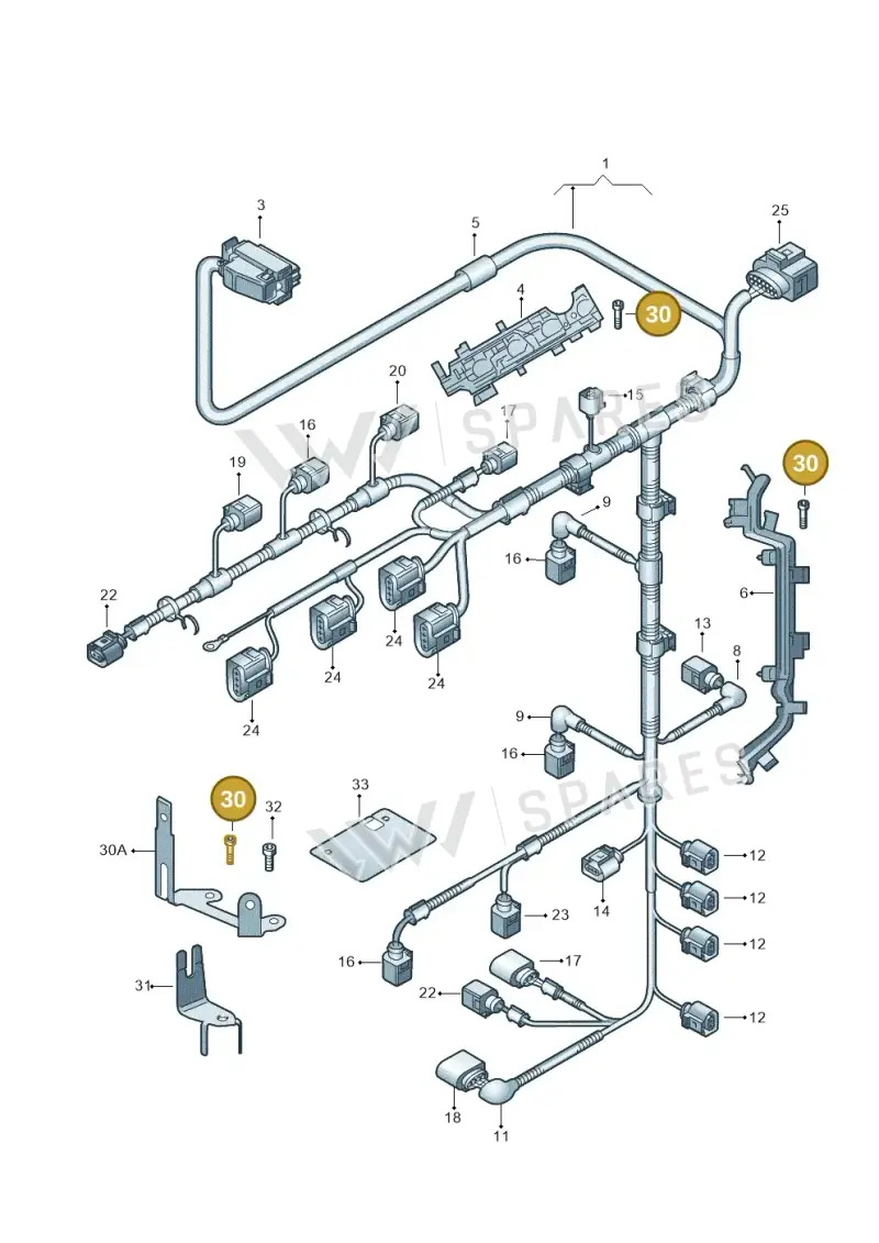03C937073 — Audi A3/S3/Sportb./qu. 08 (2007-) diagram 409971050, position 30