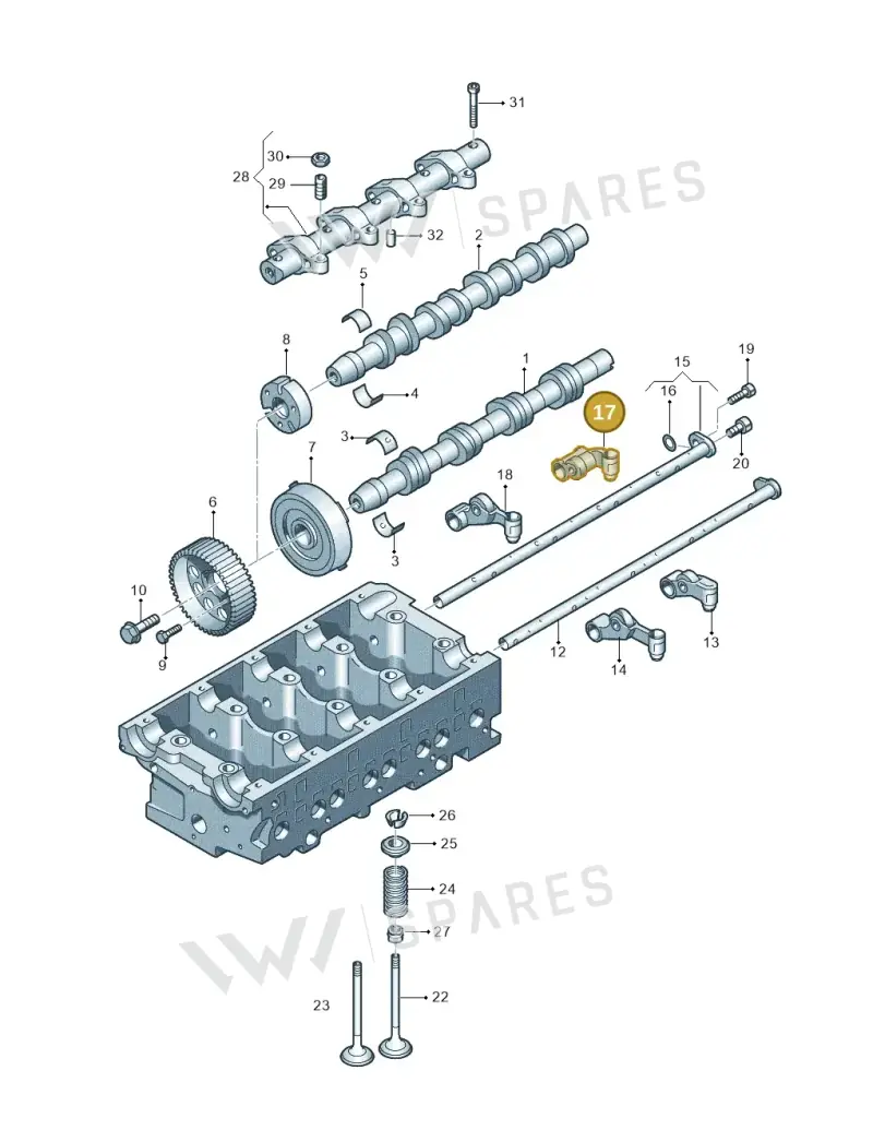03G109412B — Audi A3/S3/Sportb./qu. 08 (2007-) diagram 409109400, position 17