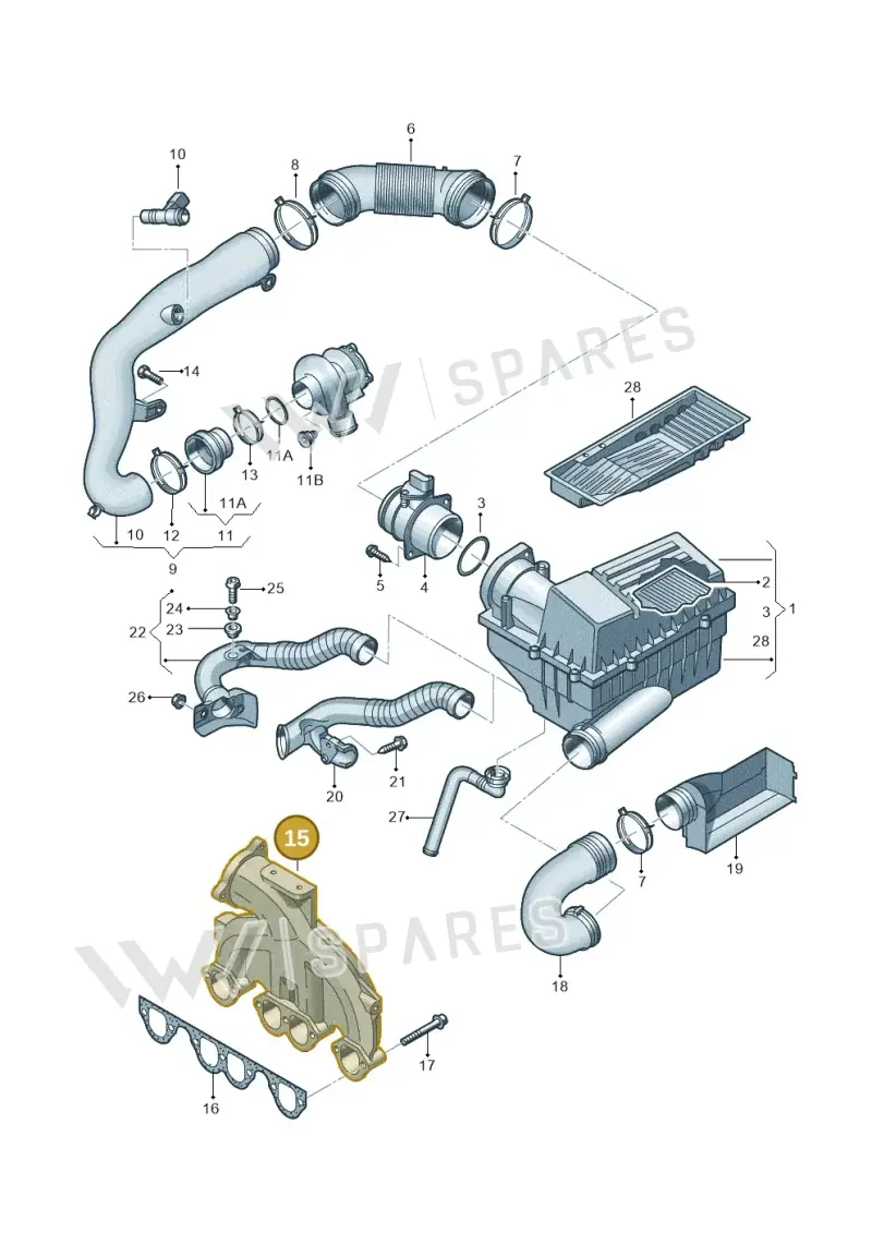 03G129713K — Audi A3 Sportback (2008-2013) diagram 460129300, position 15