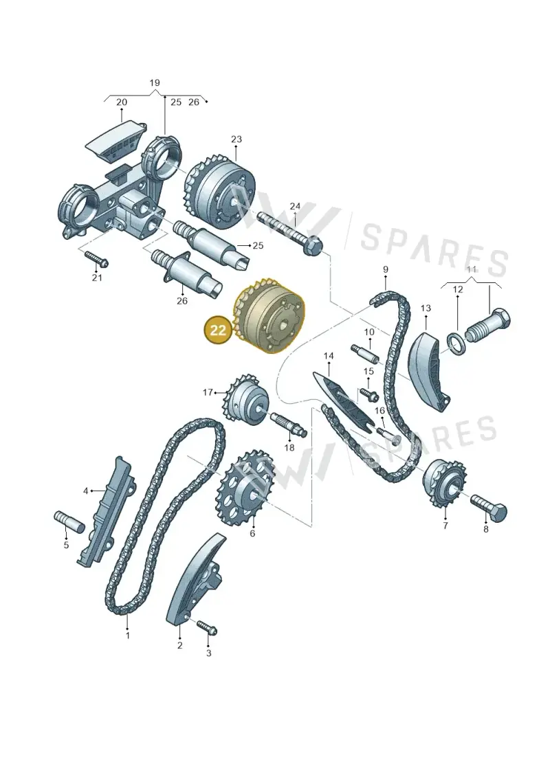 03H109087D — Audi Q7 qu. 3.0 TDI (2009-2015) diagram 460109900, position 22