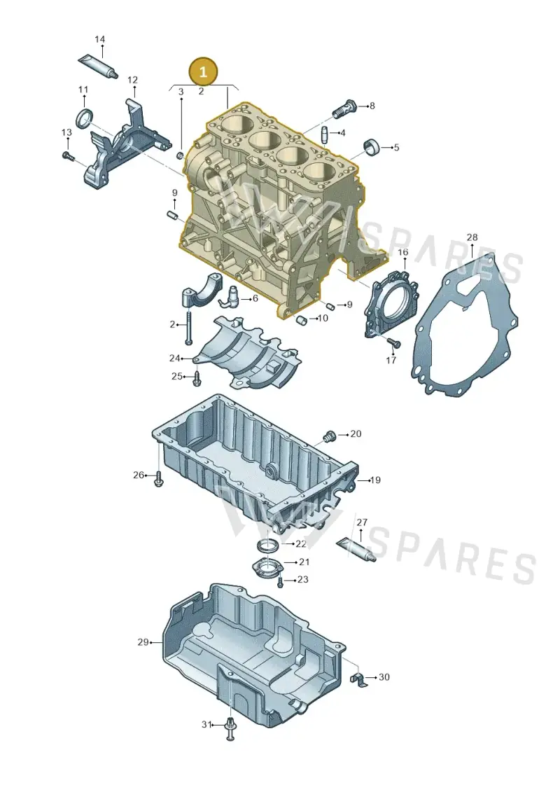 03L103011AP — Audi Q3 2.0 TDI (2014-2019) diagram 634103250, position 1