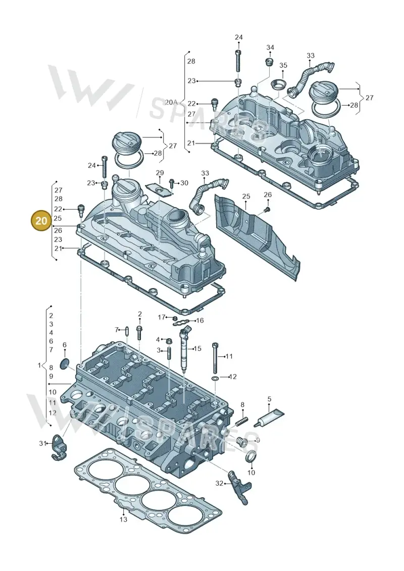 03L103469 — Audi A3 Sportback (2008-2013) diagram 646103560, position 20