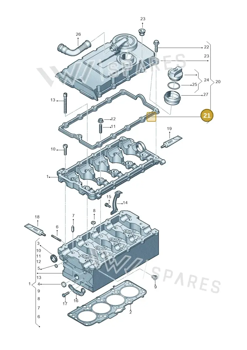 03L103483 — Audi A4 Av. Allroad (2008-2016) diagram 636103550, position 21