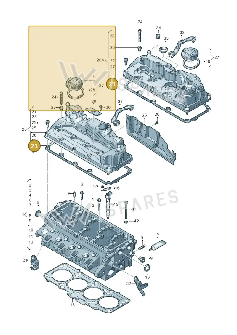 03L103483 — Audi A3 Sportback (2008-2013) diagram 646103560, position 21