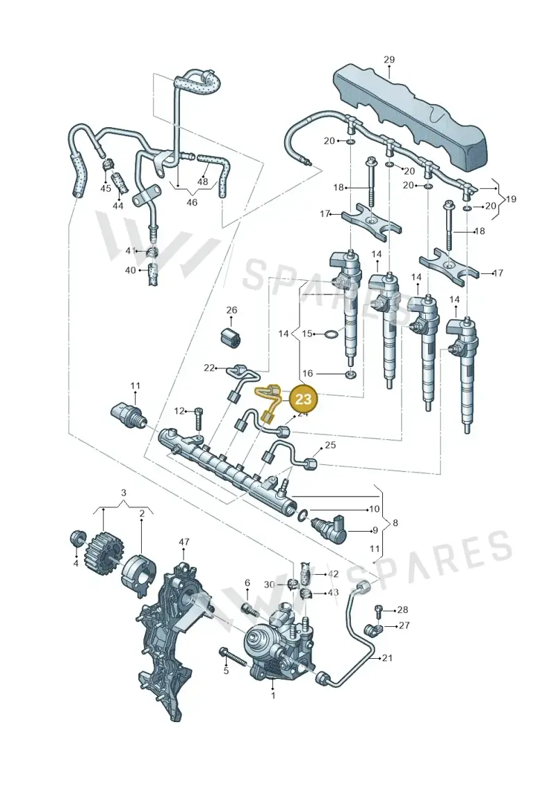03L130301BF — Audi A5 Cabrio 2.0 (2011-2017) diagram 745130400, position 23