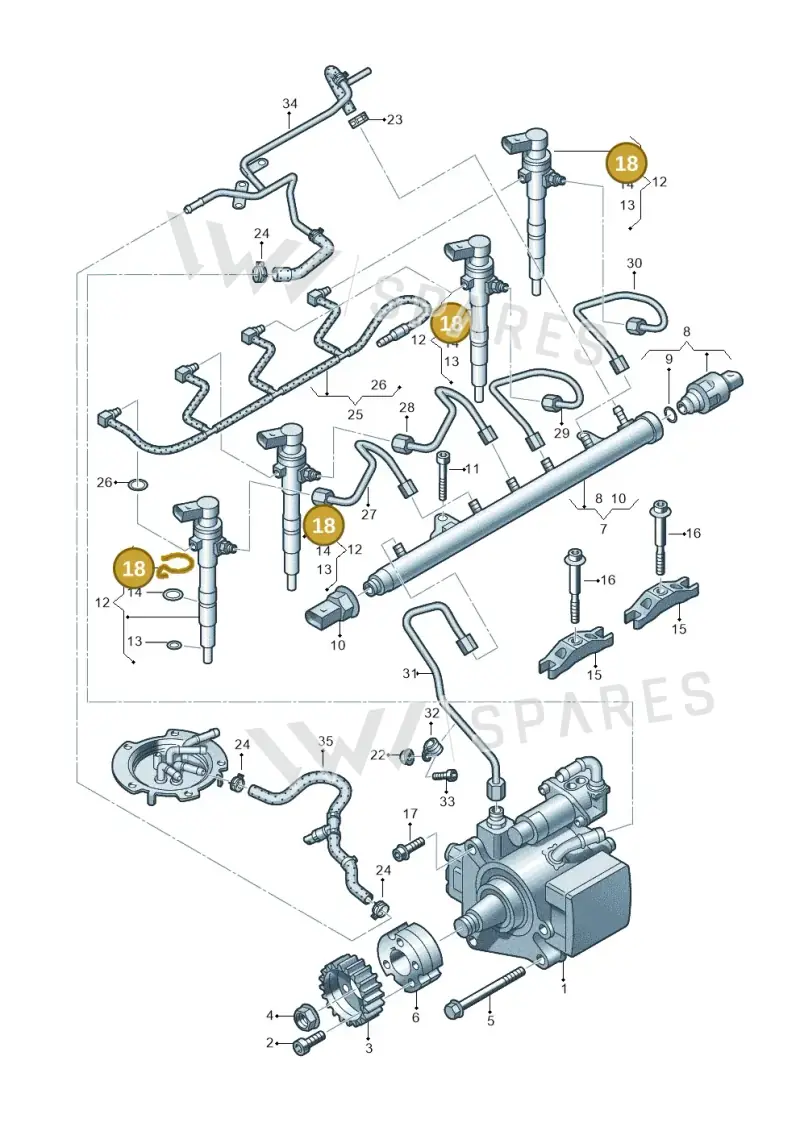 03L130447 — Audi A1 Sportback (2010-2015) diagram 649130300, position 18