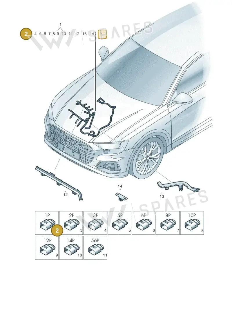 03L971921D — Audi Q8 Quattro 3,0 (2018-) diagram 429971460, position 2