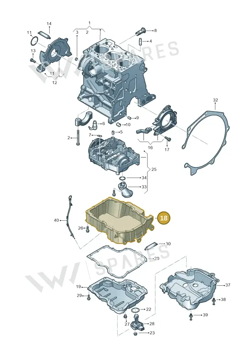 04B103603E — Audi A1 Sportback (2014-2018) diagram 792103500, position 18