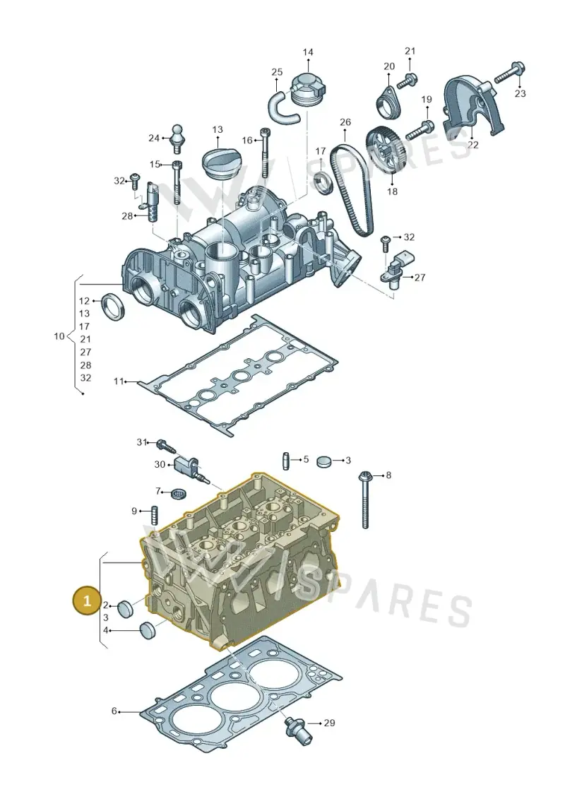 04C103064C — Audi A1 sportback 1.0 (2018-) diagram 803103250, position 1