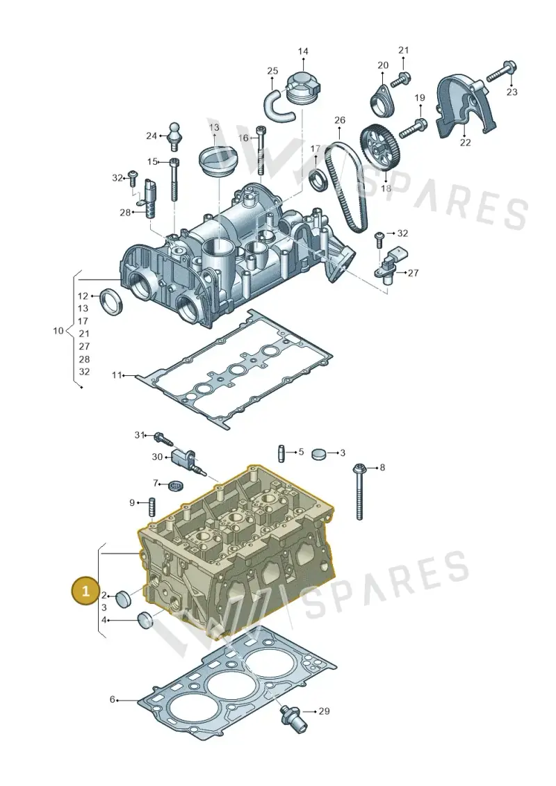 04C103064D — Audi A1 sportback 1.0 (2018-) diagram 803103250, position 1