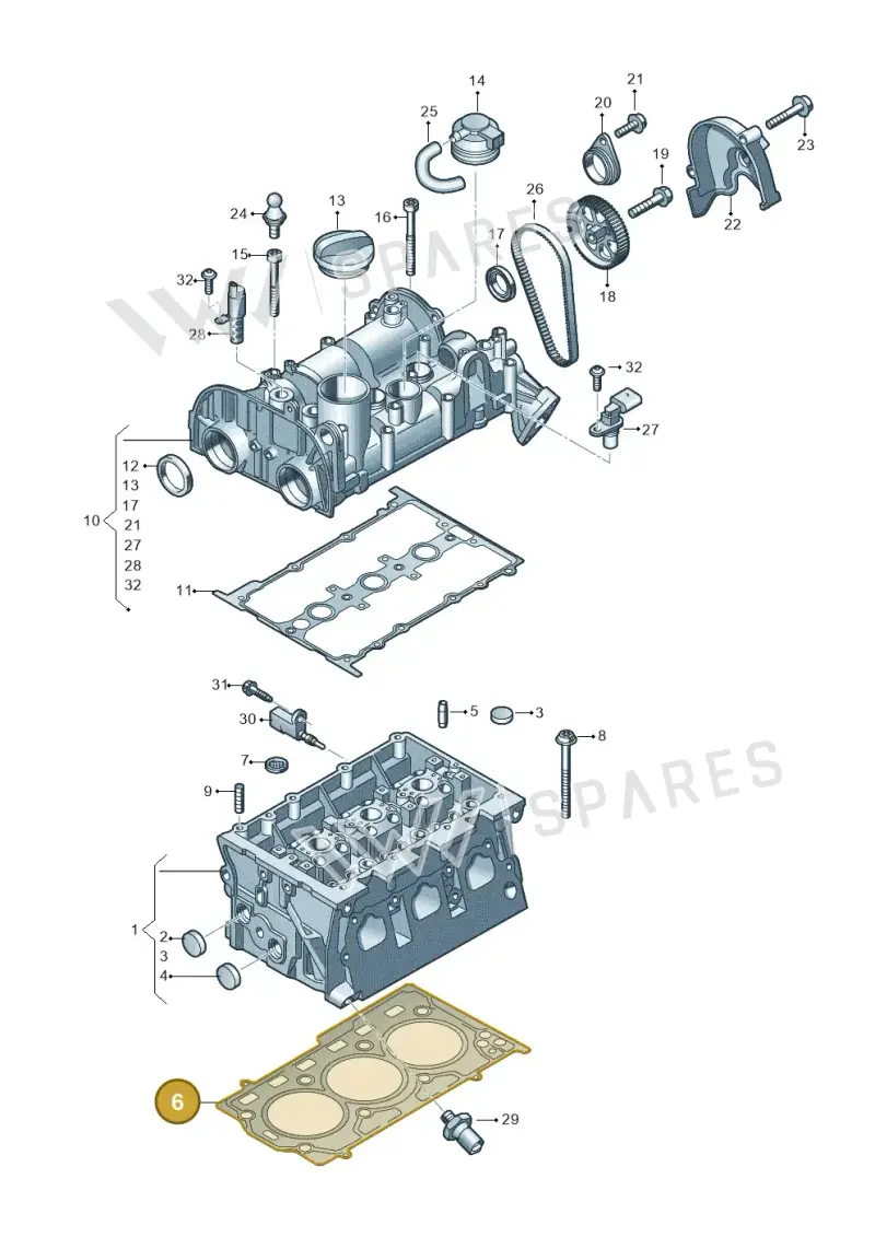 04C103383AB — Audi A1 sportback 1.0 (2018-) diagram 803103250, position 6