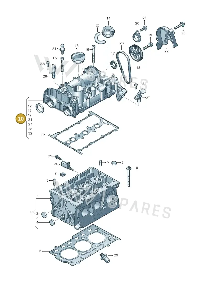 04C103469J — Audi A1 sportback 1.0 (2018-) diagram 803103250, position 10