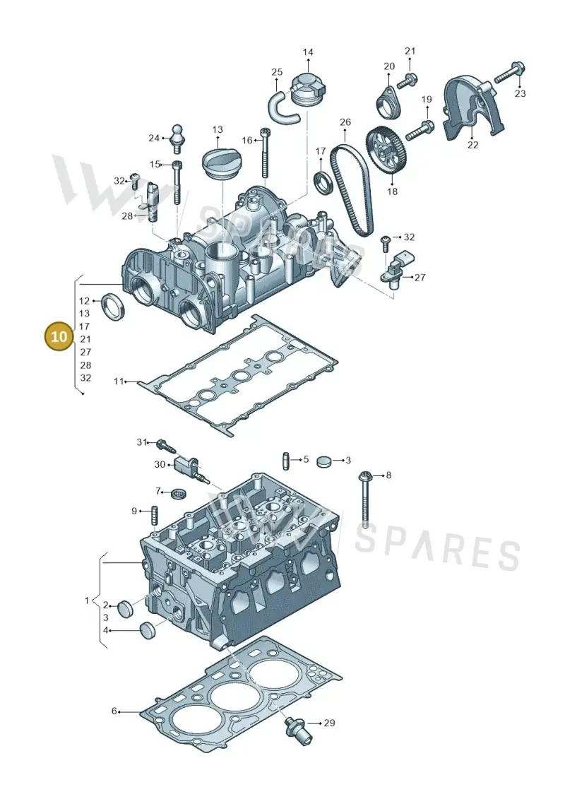 04C103469T — Audi A1 sportback 1.0 (2018-) diagram 803103250, position 10
