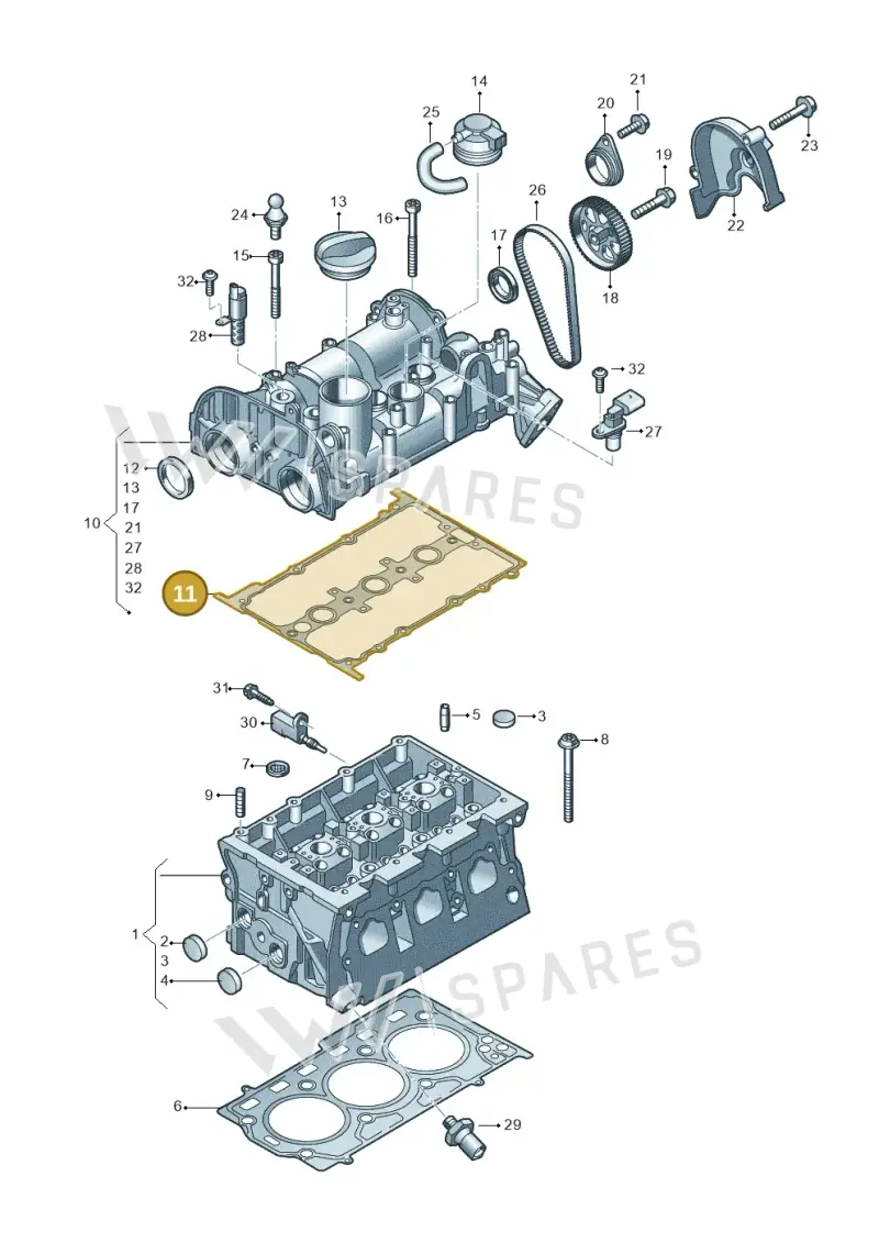 04C103483K — Audi A1 sportback 1.0 (2018-) diagram 803103250, position 11
