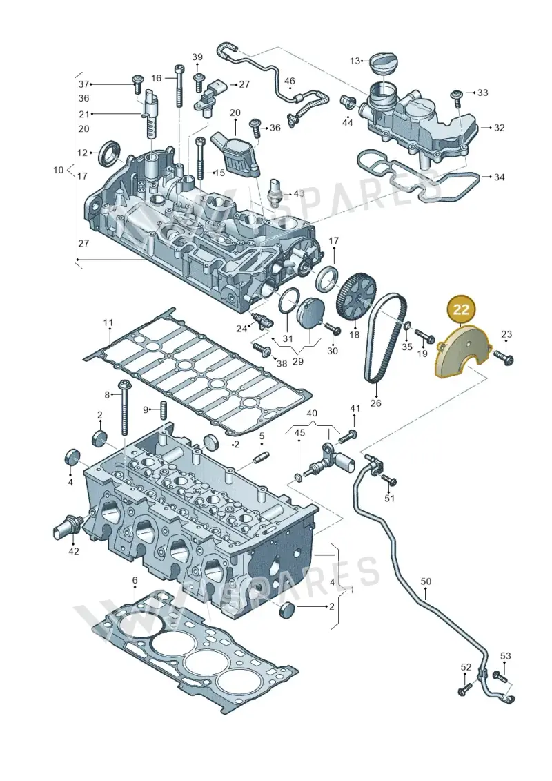 04E109121N — Audi A1 sportback 1.0 (2018-) diagram 597103030, position 22