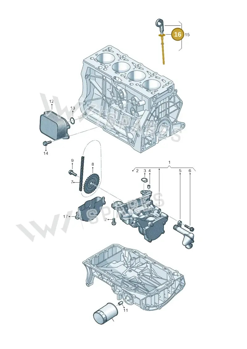 04E115331A — Audi A3 Sportback (2019-2021) diagram 813115040, position 16